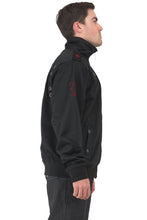 Load image into Gallery viewer, Men&#39;s Black Poly Burgundy Embroidery Patches Performance Track Jacket
