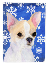 Load image into Gallery viewer, Chihuahua Winter Snowflakes Holiday Garden Flag 2-Sided 2-Ply