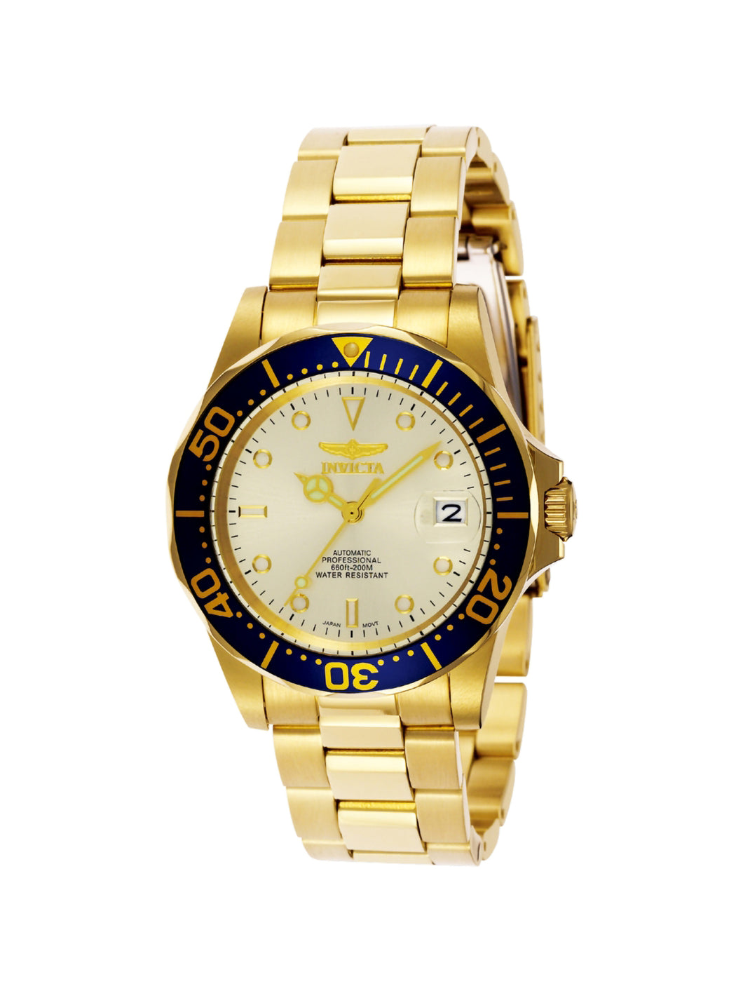 Invicta Mens Pro Diver 9743 Gold Stainless-Steel Plated Automatic Self Wind Diving Watch