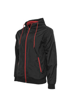 Load image into Gallery viewer, Build Your Brand Mens Zip Up Wind Runner Jacket (Black/Red)