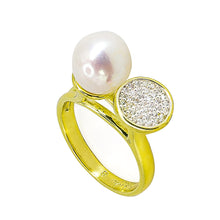 Load image into Gallery viewer, Luysa High/low Prong Set Ring In White Cubic Zirconia And Floating Freshwater Pearl