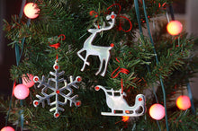 Load image into Gallery viewer, Sleigh Christmas Tree Ornament Decorations Set of 4