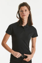Load image into Gallery viewer, Russell Europe Womens/Ladies Classic Cotton Short Sleeve Polo Shirt (Black)