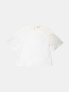 Carolina Herrera Women's White Wide Pleat Sleeve Crewneck T-Shirt Shirt - 2