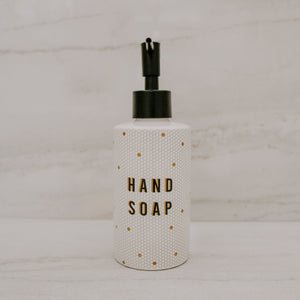 8.5oz White, Gold + Black Honeycomb Tile Hand Soap Dispenser