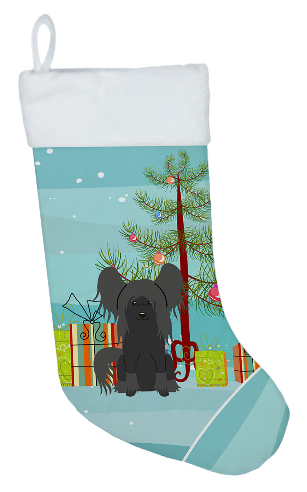 Merry Christmas Tree Chinese Crested Black Christmas Stocking