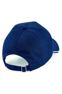 Adults Unisex Authentic 5 Panel Piped Peak Cap (French Navy/White)