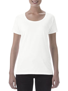 Gildan Womens/Ladies Short Sleeve Deep Scoop Neck T-Shirt (White)