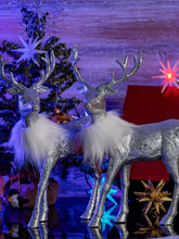 Load image into Gallery viewer, Silver Glitter Christmas Reindeer - Holiday Party Deer Figurine Statues Dinner Tabletop Decorations Centerpiece - Pack of 2