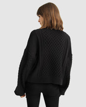 Load image into Gallery viewer, Higher Love Cropped Cable Knit Jumper - Black