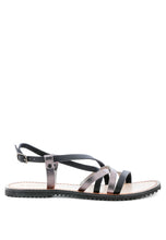 Load image into Gallery viewer, June Black Strappy Flat Leather Sandals