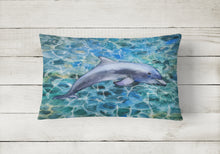 Load image into Gallery viewer, 12 in x 16 in  Outdoor Throw Pillow Dolphin Canvas Fabric Decorative Pillow