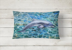 12 in x 16 in  Outdoor Throw Pillow Dolphin Canvas Fabric Decorative Pillow