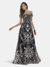 Load image into Gallery viewer, Lara 29795 - Black Off Shoulder Lace Ballgown