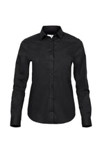 Load image into Gallery viewer, Tee Jays Womens/Ladies Stretch Luxury Long Sleeve Poplin Shirt (Black)