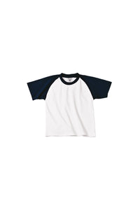 Childrens Boys Short Sleeve Baseball T-Shirt - White/Navy
