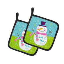 Load image into Gallery viewer, Christmas Snowman Let it Snow Pair of Pot Holders
