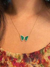 Load image into Gallery viewer, Malachite Butterfly Necklace With Crystals