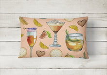 Load image into Gallery viewer, 12 in x 16 in  Outdoor Throw Pillow Drinks and Cocktails Peach Canvas Fabric Decorative Pillow