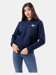 Childrens/Kids Script Full Zip Hoodie - Navy