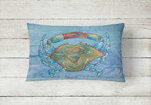 Load image into Gallery viewer, 12 in x 16 in  Outdoor Throw Pillow Blue Crab Canvas Fabric Decorative Pillow