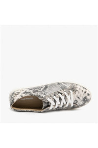 Womens Tessa Python Print Leather Shoes - Gray/White