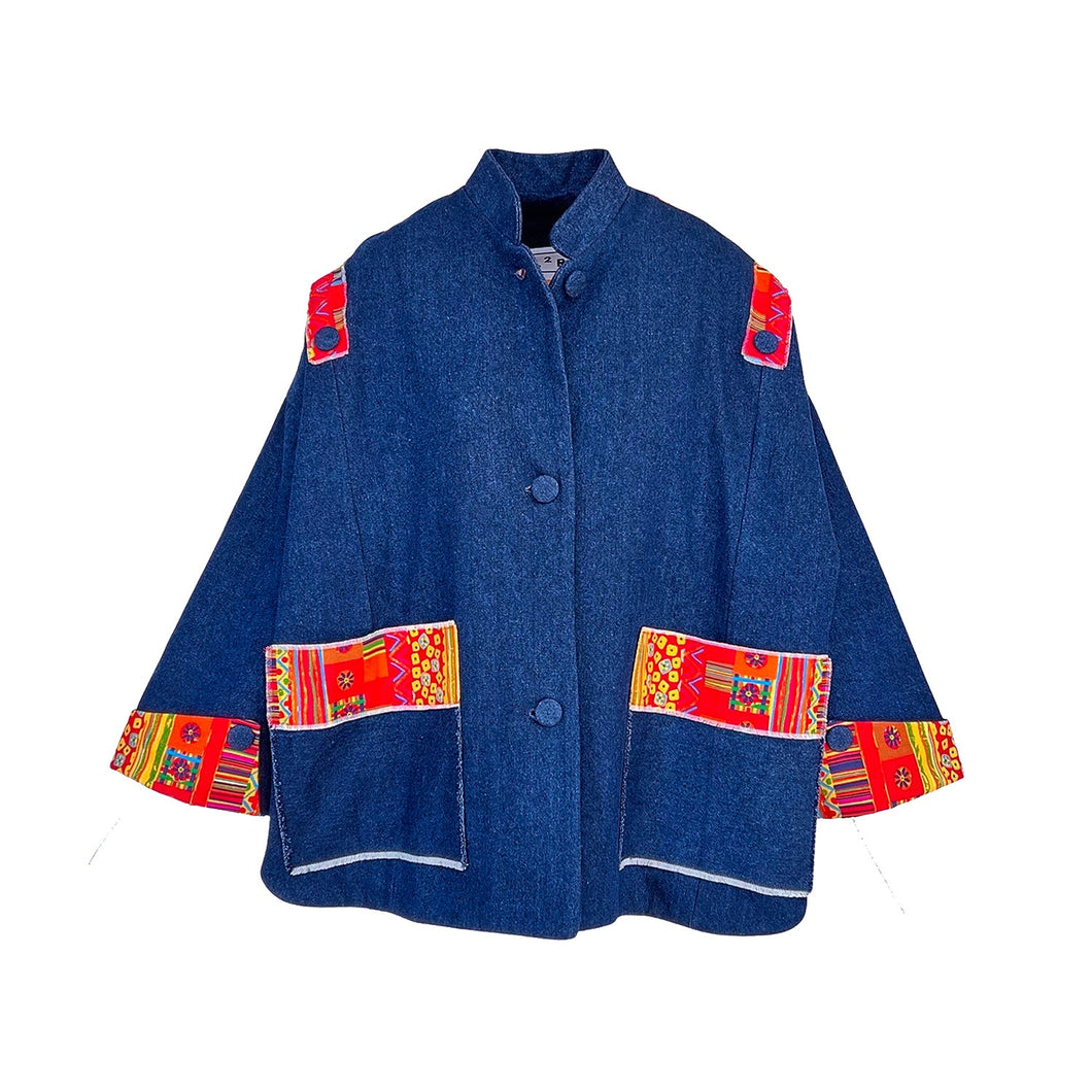 Majorelle Jacket In Blue And Multicolor Denim