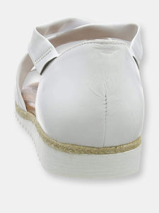 Womens Gemma Espadrille Leather Wedge Sandals - White
