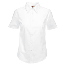 Load image into Gallery viewer, Fruit Of The Loom Ladies Lady-Fit Short Sleeve Oxford Shirt (White)
