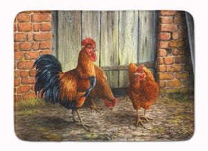19 in x 27 in Rooster and Chickens by Daphne Baxter Machine Washable Memory Foam Mat