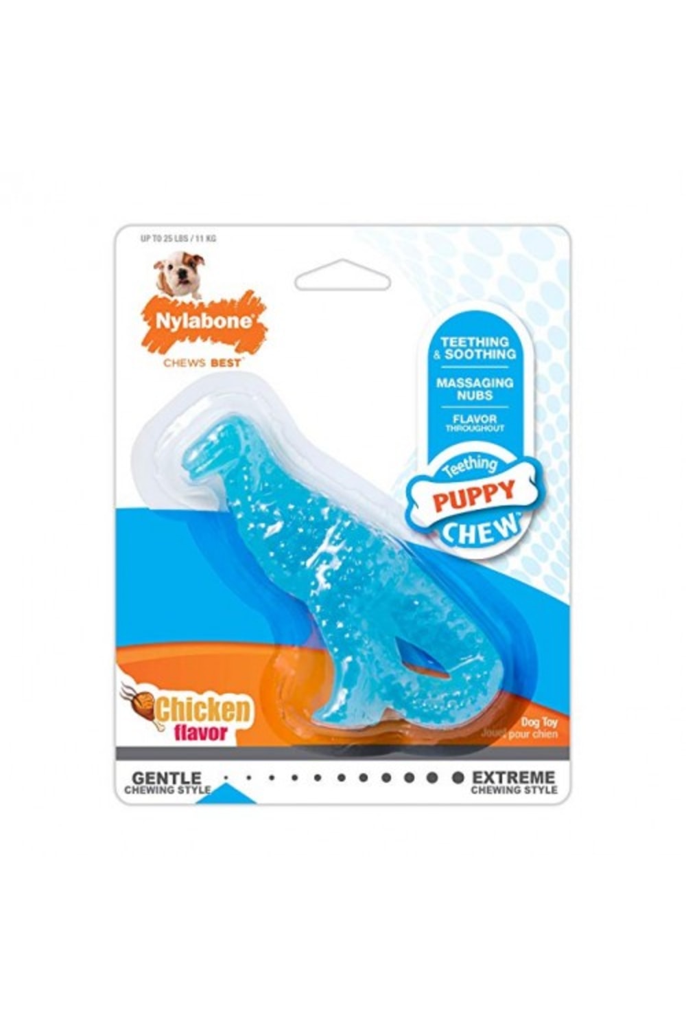 Nylabone Puppy Teething Dinosaur Toy (Blue) (S)