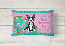 Load image into Gallery viewer, 12 in x 16 in  Outdoor Throw Pillow Happy Valentine&#39;s Day Boston Terrier Canvas Fabric Decorative Pillow