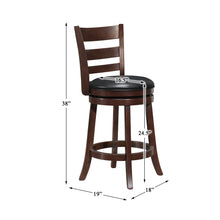 Load image into Gallery viewer, Quill Dark Cherry Full Back Wood Frame Swivel Bar Stool With Faux Leather Seat