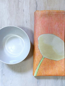 Napkin Set: Cream Flowers on Orange
