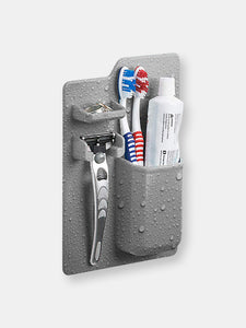 Grey Silicone Waterproof Toothbrush Razor Holder Organizer for Shower Bathroom