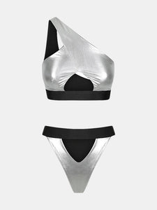 Shark Bay Bikini In Liquid Silver Reversible
