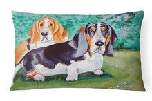 Load image into Gallery viewer, 12 in x 16 in  Outdoor Throw Pillow Basset Hound Double Trouble  Canvas Fabric Decorative Pillow