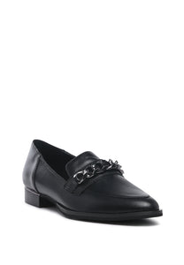 Anna Black Leather Slip-on Loafers