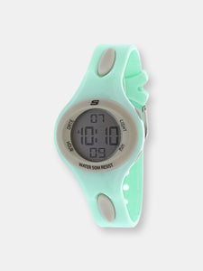 Skechers Watch SR2021 Polliwog Digital Display, Chronograph, Water Resistant, Backlight, Alarm, Mint Green/Gray