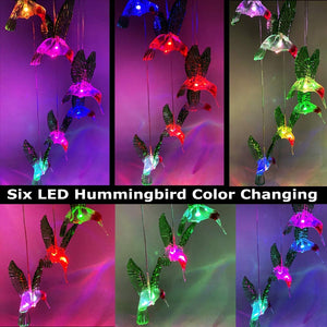 Solar Outdoor 6 Hummingbird Windchime Decoration Light