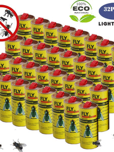 Yellow Fly Flies Mosquito Flying Insects Bugs Sticky Glue Ribbon Trap - 32 pks