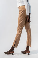 Load image into Gallery viewer, Vegan Leather High Waisted Slim Flare Pants with Slits