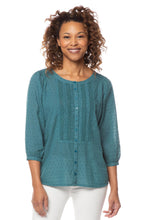 Load image into Gallery viewer, Swiss Dot 3/4 Sleeve Peasant Top