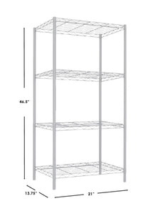 4 Tier Grade Steel Multi-Purpose Adjustable Wire Shelving Unit with 50 lb Weight Capacity Per Shelf, White