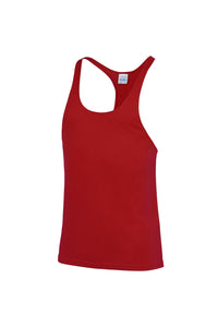 Mens Plain Muscle Sports/Gym Vest Top - Fire Red