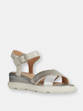 Load image into Gallery viewer, Womens/Ladies Pisa Leather Sandals - Silver/Off White