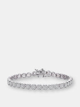 Load image into Gallery viewer, .925 Sterling Silver Cubic Zirconia Cluster Tennis Bracelet