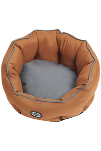 Kruuse Premium Anti-Rip Cocoon Pet Bed (Leather Brown/Steel Grey) (Small)