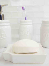 Load image into Gallery viewer, 4 Piece Dolomite Mason Jar Bath Set, White