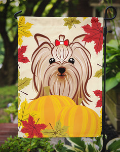 11 x 15 1/2 in. Polyester Yorkie Yorkishire Terrier Thanksgiving Garden Flag 2-Sided 2-Ply